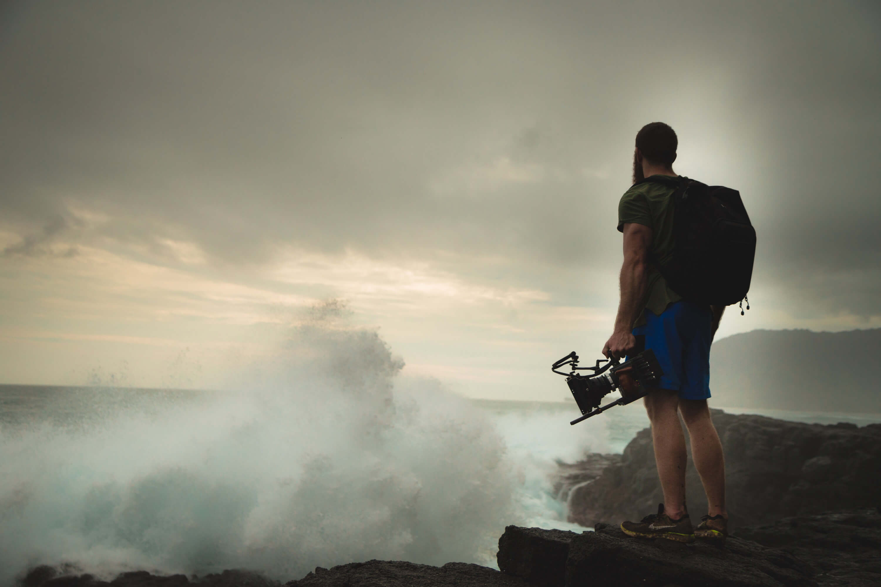 Filmer on rocks